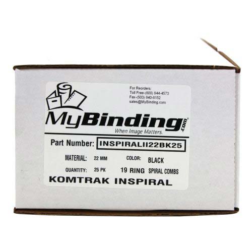 Komtrak Inspiral II 22mm Black 19-Ring Spiral Combs - 25pk