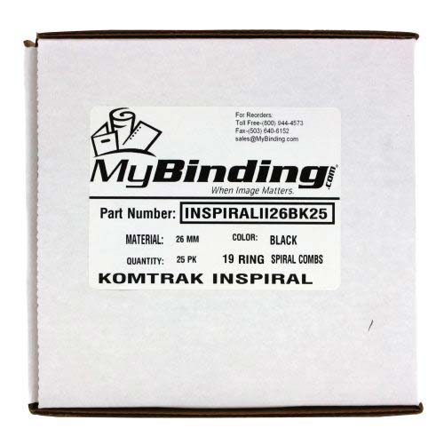 Komtrak Inspiral II 26mm Black 19-Ring Spiral Combs - 25pk