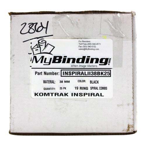 Komtrak Inspiral II 38mm Black 19-Ring Spiral Combs - 25pk
