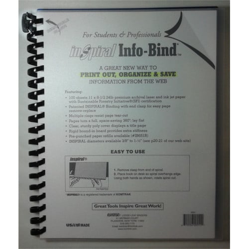 Komtrak Inspiral Info-Bind 3/4" Editable Notebook - 100 Sheets