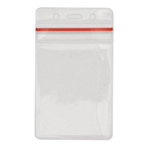 Laminex 10mil Clear Vinyl Vertical Badge Holder with Red Zipper Closure - 50pk