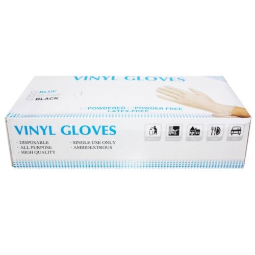 Non-Sterile Disposable Vinyl Gloves - 50 Pairs