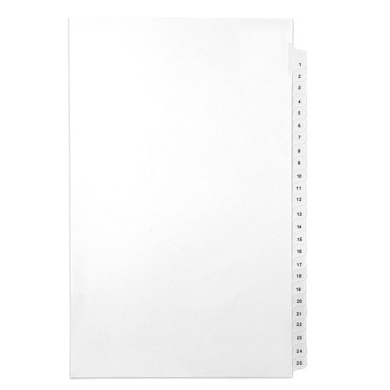 All-State Style Legal Size 1-25 Cut Collated Numbers 1 - 250 Side Tab Legal Indexes