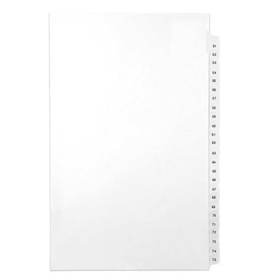 51-75 - All-State Style Legal Size Collated Number Side Tab Legal Indexes - 25pk