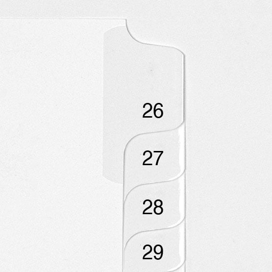 26-50 - All-State Style Legal Size Collated Number Side Tab Legal Indexes - 25pk