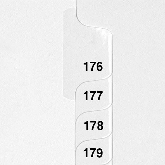 176-200 - Avery Style Collated Numbers Letter Size Side Tab Legal Indexes - 1 Set