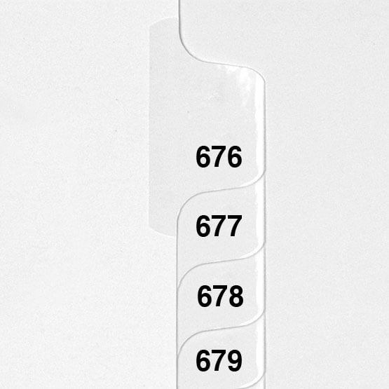 676-700 - Avery Style Collated Numbers Letter Size Side Tab Legal Indexes - 1 Set