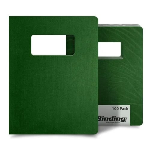 Dark Green Linen 8.75" x 11.25" Oversize Binding Covers [Unpunched, 50pk W/ Window, 50pk Without]- 100pk