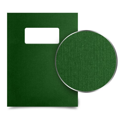 Dark Green Linen 8.5" x 11" Letter Size Covers With Windows - 100 pk