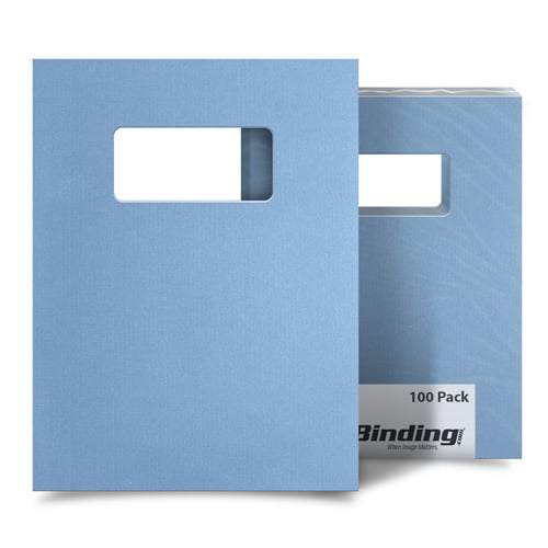 Light Blue Linen 8.5" x 11" Covers [Unpunched, 100pk W/ Window, 100pk Without]- 200pk