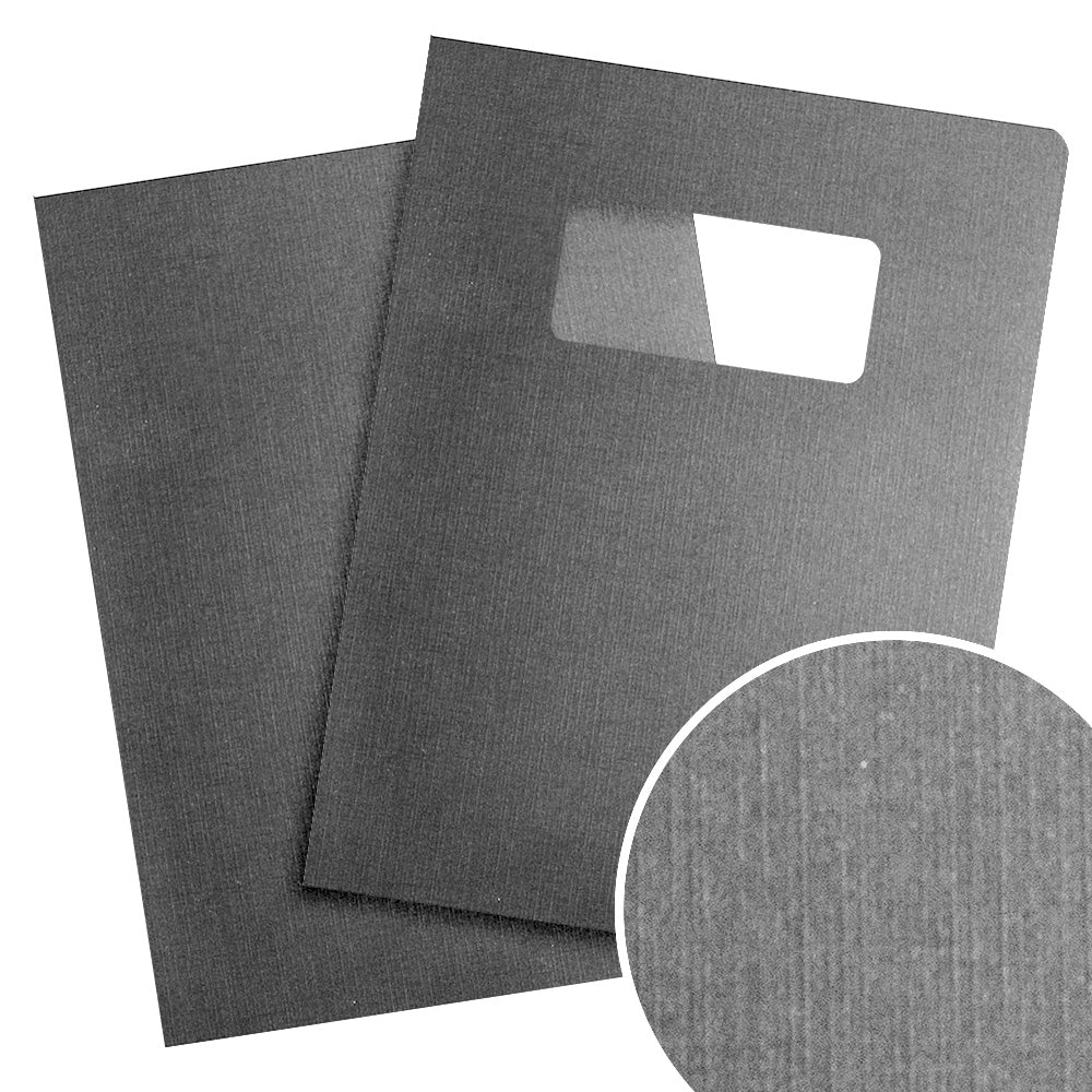 Dark Gray Linen 8.75" x 11.25" Covers With Windows - 100 Sets