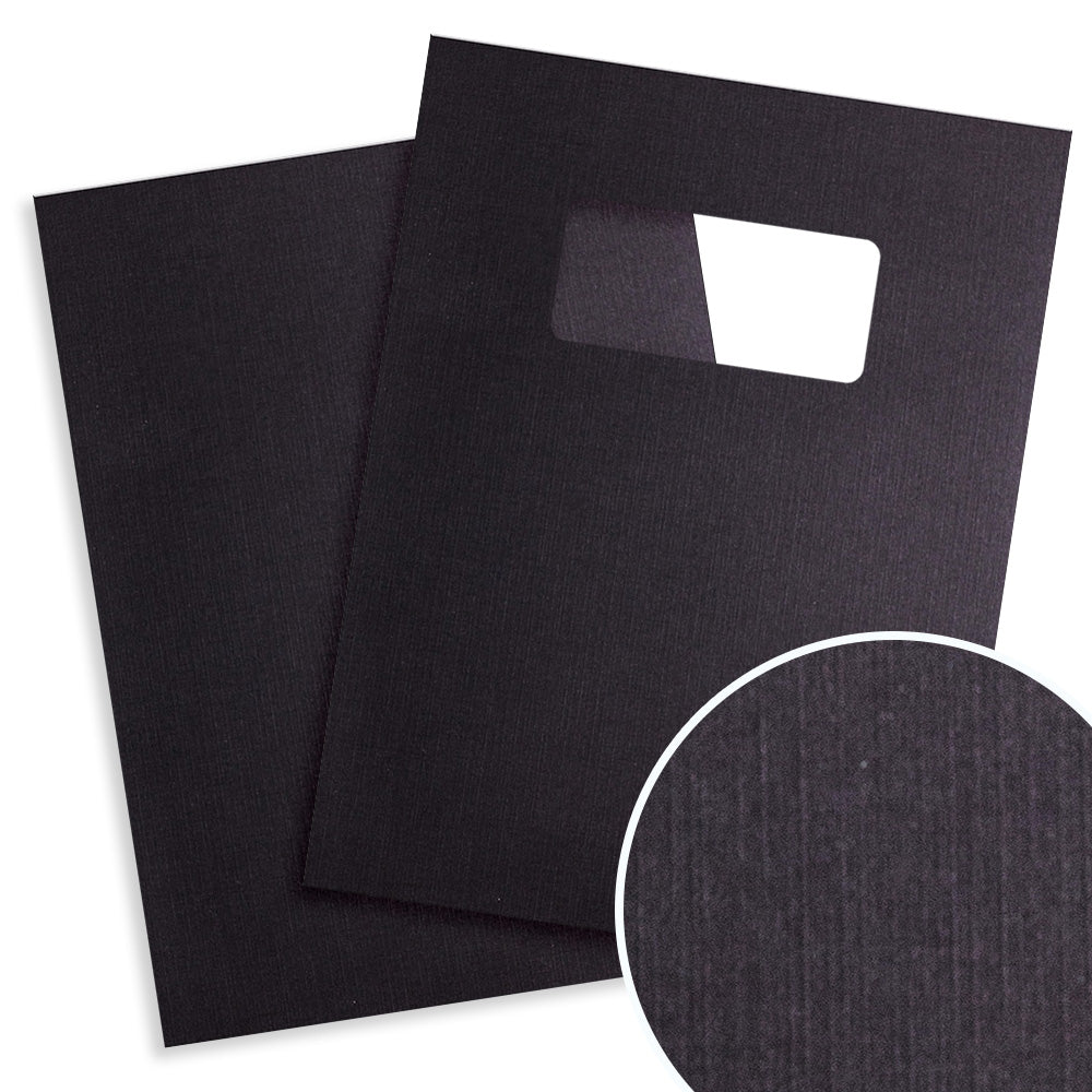 Black Linen 9" x 11" Index Allowance Covers with Windows - 100 Sets