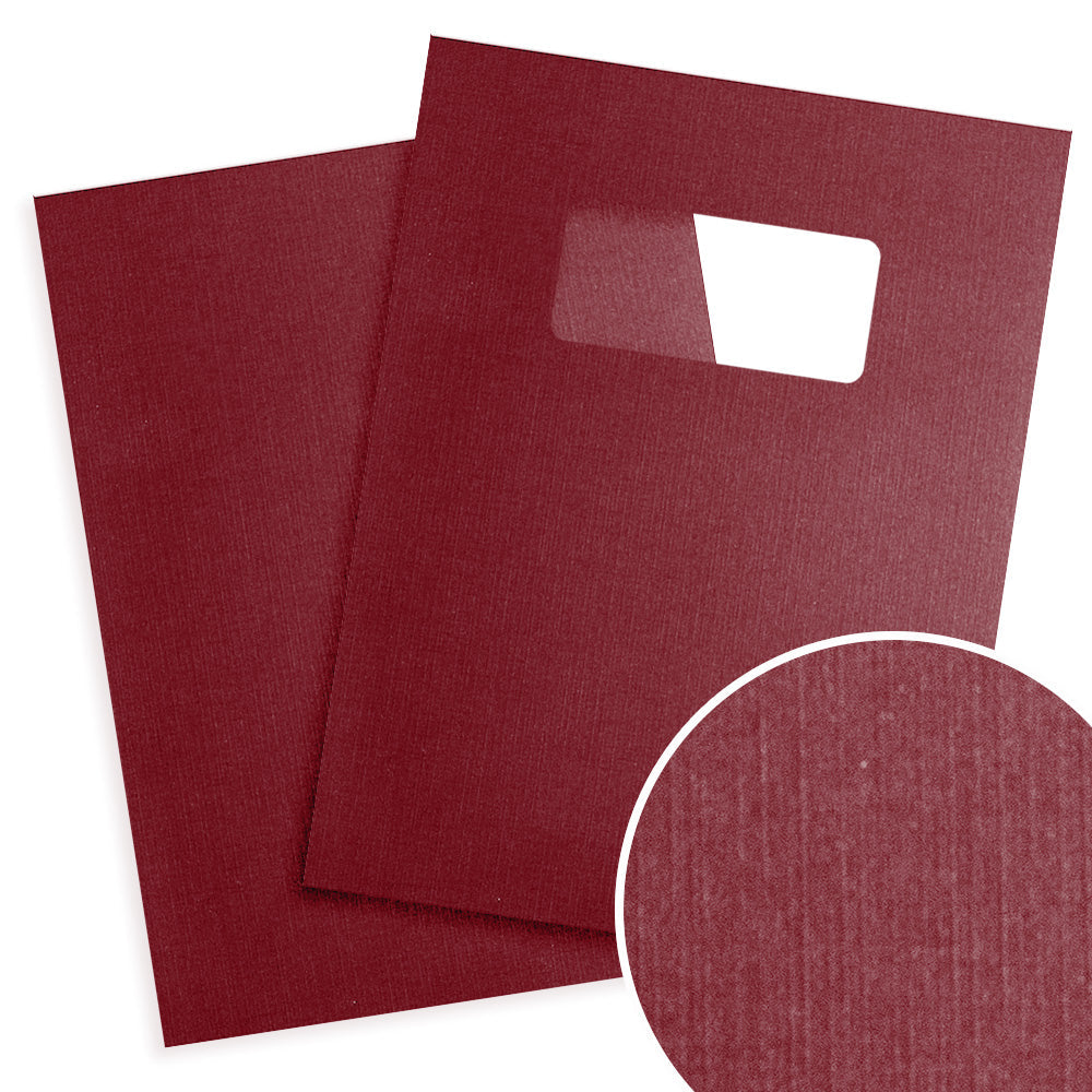 Maroon Linen 9" x 11" Index Allowance Covers with Windows - 100 Sets