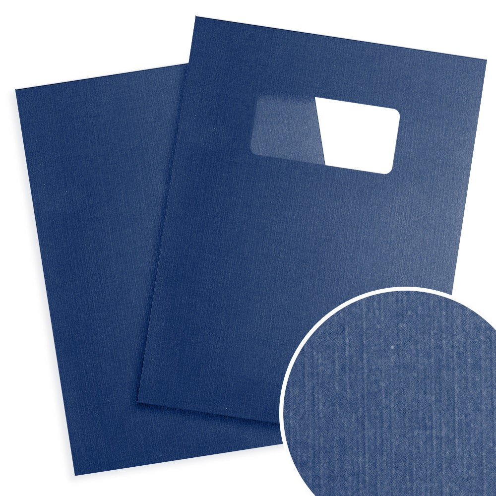 Navy Blue Linen 9" x 11" Index Allowance Covers with Windows - 100 Sets