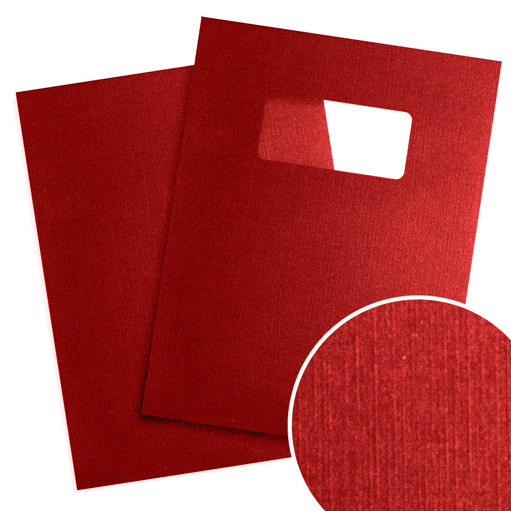 Red Linen 9" x 11" Index Allowance Covers with Windows - 100 Sets