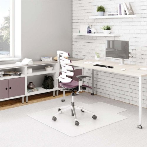 45" x 53" (25" x 12" Lip) Deflecto® DuraMat Clear Chair Mat for Low-Pile Carpet (Moderate Use) with Beveled Edge - CM13233COM