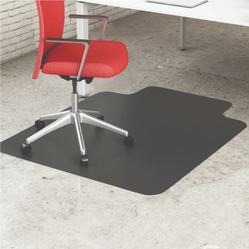 36" x 48" (19" x 10" Lip) Deflecto® EconoMat Black Chair Mat for Hard Floors (Non-Studded) with Straight Edge - CM21112BLKCOM