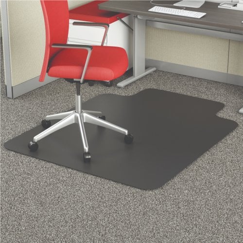 Deflecto® EconoMat Black Chair Mat for Low-Pile Commercial Carpet (Occasional Use) Lipped Shape with Straight Edges