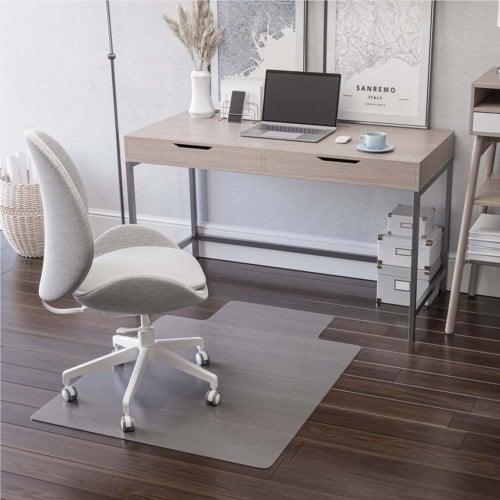 45" x 53" (25" x 12" Lip) Deflecto® EconoMat Clear Chair Mat for Hard Floors (Non-Studded) with Straight Edge - CM2E232COM