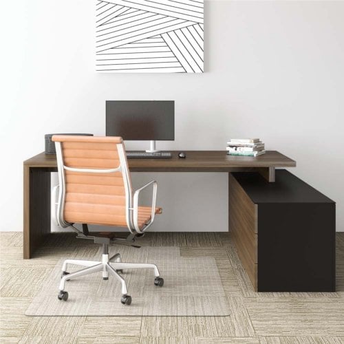 45" x 53" (25" x 12" Lip) Deflecto® EconoMat Clear Chair Mat for Carpet (Occasional Use) with Straight Edge - CM11232COM