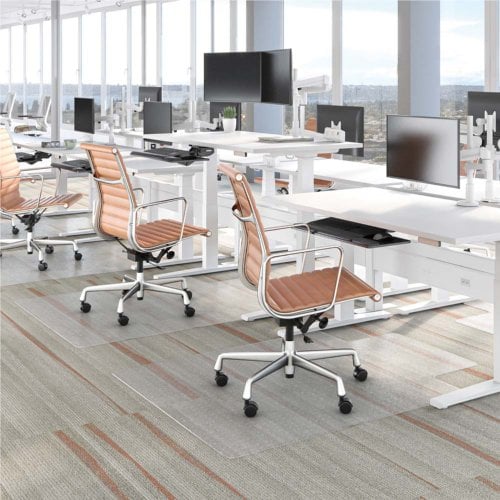 45" x 53" (25" x 12" Lip) Deflecto® EconoMat Clear Chair Mat for Carpet (Occasional Use) with Straight Edge - CM11232COM