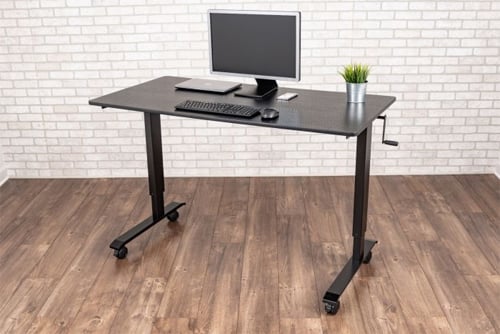 Luxor  60" High Speed Crank Adjustable Black Oak Stand Up Desk- STANDCF60-BK/BO