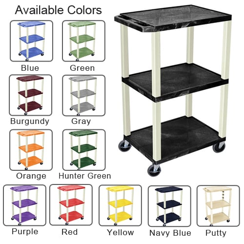 H. Wilson Tuffy 42"  Utility and Audio / Visual Cart (3-Shelf Putty Legs)