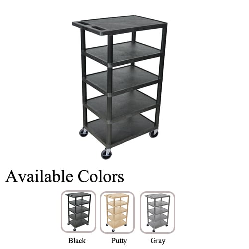 Luxor 24" x 18" 5-Flat Shelf Molded Plastic Utility Carts