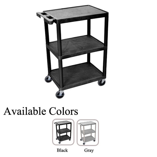 Luxor 3-Shelf Black Flat Utility Cart