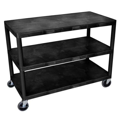 Luxor 3-Shelf Black Industrial Utility Cart