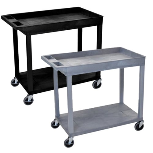 Luxor 32" x 18" 1-Tub/1-Flat Shelf Utility Carts