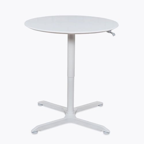 Luxor Pneumatic Height Adjustable Caf�� White Round Tables