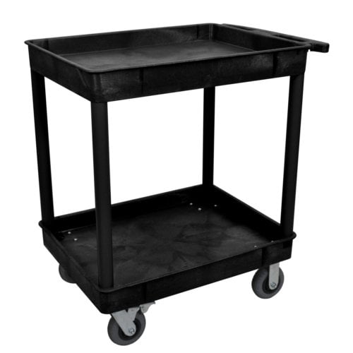 Luxor 32"W x 40.25"H Black 2-Tub Shelf Utility Cart