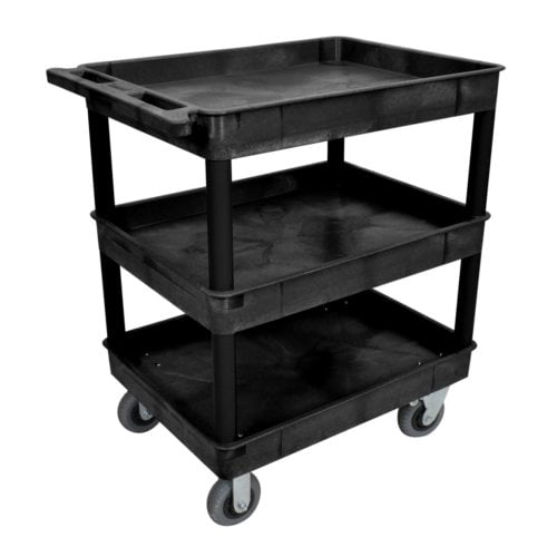 Luxor 32"W x 41"H Black 3-Tub Shelf Utility Cart