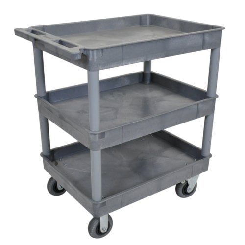 Luxor 32"W x 41"H Gray 3-Tub Shelf Utility Cart