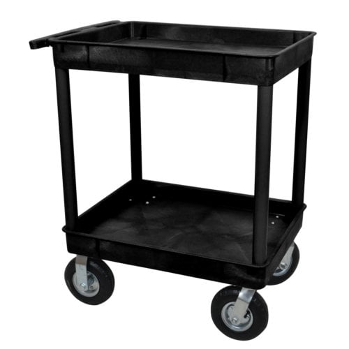 Luxor 32"W x 42.5"H Black 2-Tub Shelf Utility Cart