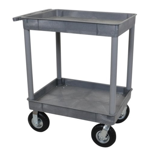 Luxor 32"W x 42.5"H Gray 2-Tub Shelf Utility Cart