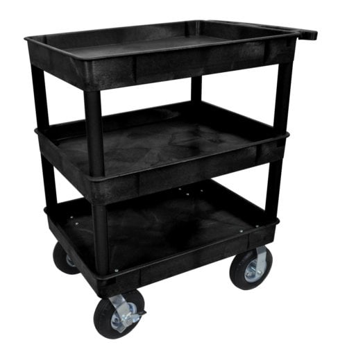 Luxor 32"W x 43.25"H Black 3-Tub Shelf Utility Cart
