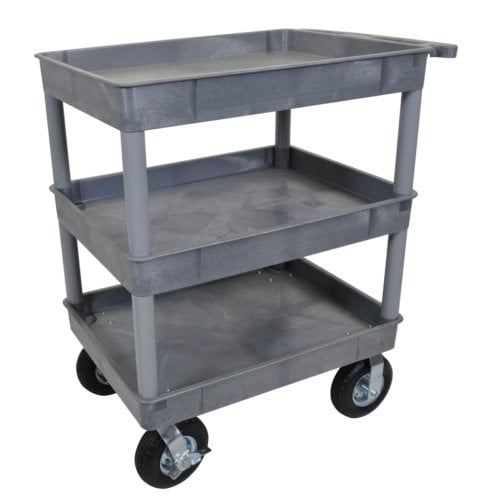Luxor 32"W x 43.25"H Gray 3-Tub Shelf Utility Cart