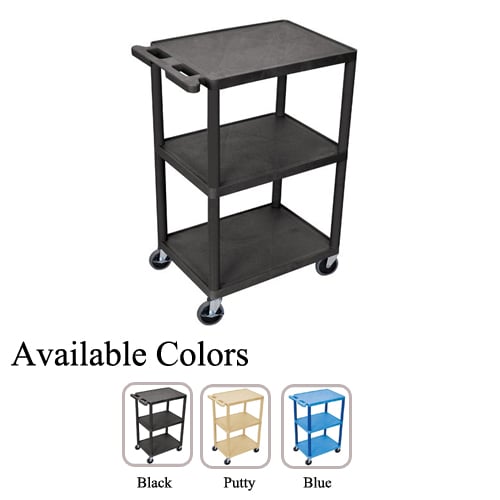 Luxor 43" Molded Plastic 3-Shelf Utility Carts