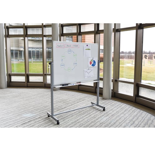 Luxor 48" x 36" Reversible Magnetic Steel Mobile Whiteboard
