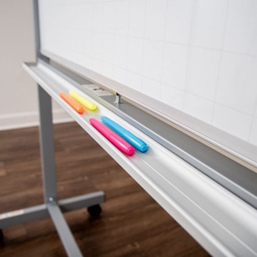 Luxor 48" x 36" Mobile Magnetic Double-Sided Ghost Grid Whiteboard