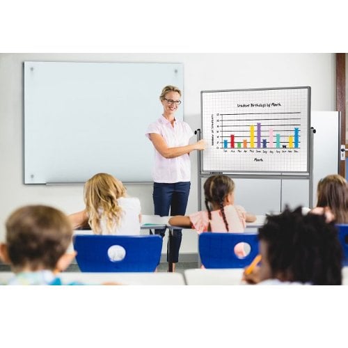 Luxor 48" x 36" Mobile Magnetic Double-Sided Ghost Grid Whiteboard