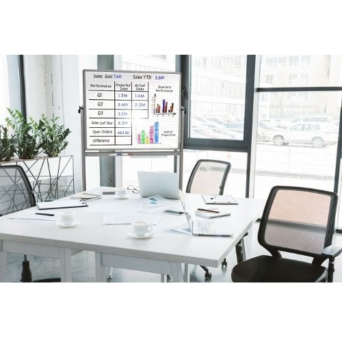 Luxor 48" x 36" Mobile Magnetic Double-Sided Ghost Grid Whiteboard