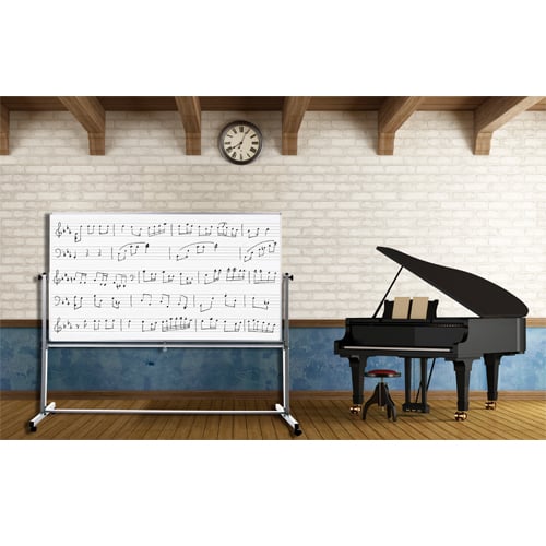 Luxor 72" x 48" Reversible Mobile Magnetic Music Whiteboard