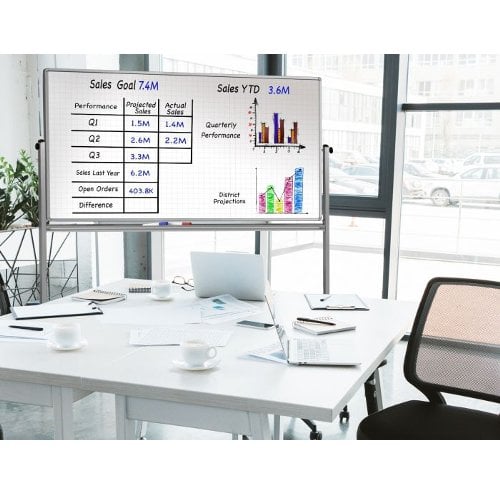 Luxor 72" x 40" Mobile Magnetic Double-Sided Ghost Grid Whiteboard