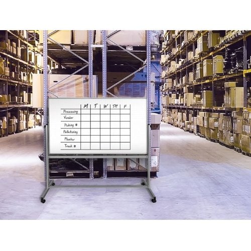 Luxor 72" x 40" Mobile Magnetic Double-Sided Ghost Grid Whiteboard