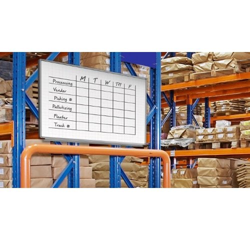 Luxor 72" x 40" Wall-Mounted Magnetic Ghost Grid Whiteboard