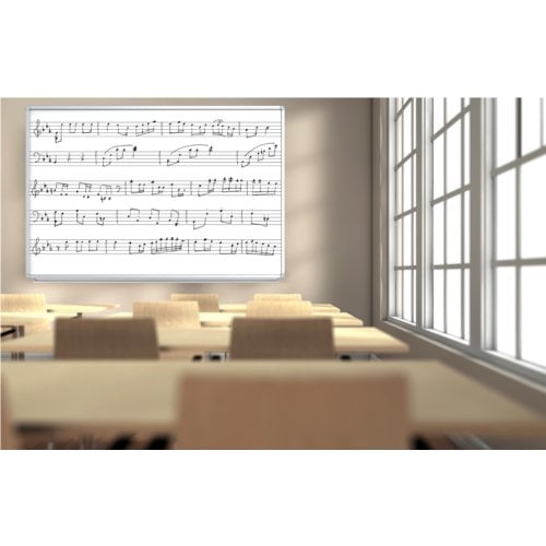 Luxor 72" x 48" Wall-Mount Magnetic Music Whiteboard