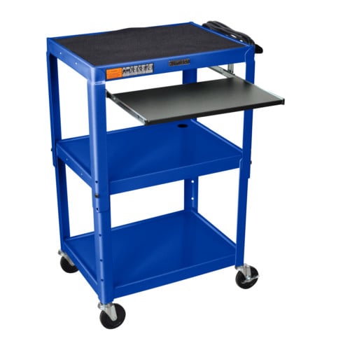 Luxor Adjustable Height Steel A/V Cart with Pullout Keyboard Tray